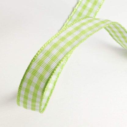Apple Green Gingham Plaid Checked Ribbon 25 Yard Each Roll 100% Polyester (3/8", Apple Green) - Crafty Corner