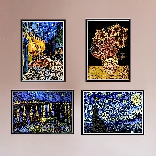 Scratch Art Painting 4 Pcs Vincent Van Gogh Scratch Rainbow Paper Set for Adults and Kids