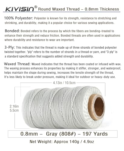Bonded 0.8mm Round Waxed Polyester Cord (588 Foot)