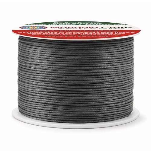 1mm Dim Gray Cotton Waxed Cord for Jewelry Making (327 Foot)