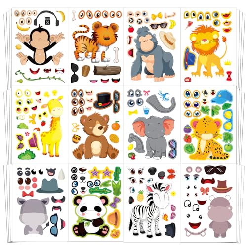 48 Make A Safari Animal Sticker Sheets (48 Count)