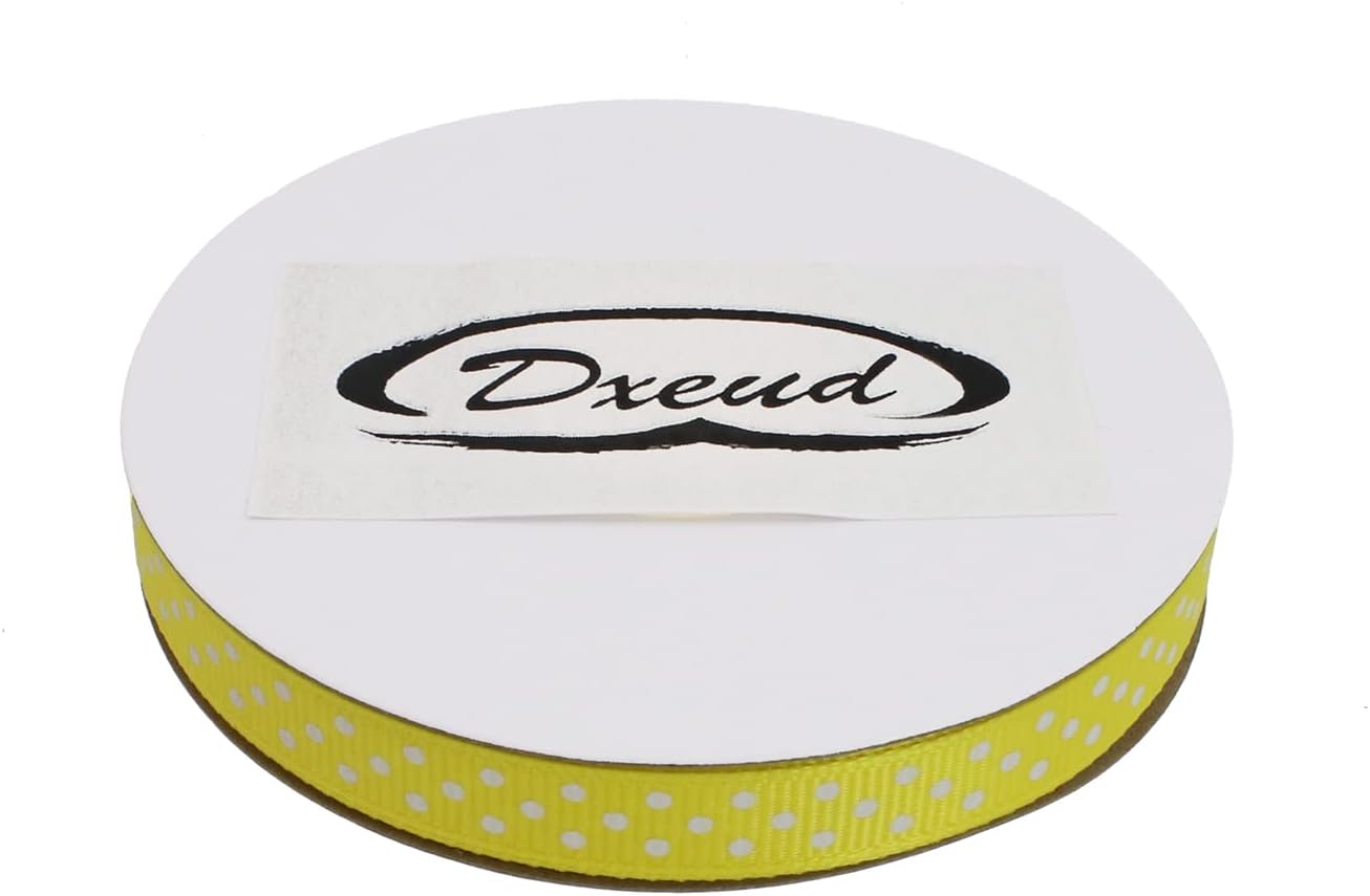 Polka Dot Grosgrain Ribbon 25 Yard Each Roll 100% Polyester (3/8", Yellow) - Crafty Corner