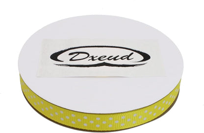 Polka Dot Grosgrain Ribbon 25 Yard Each Roll 100% Polyester (3/8", Yellow) - Crafty Corner