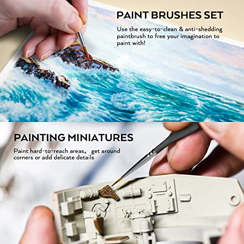 15 PCS Fine Detail Paint Brushes Set with Nylon Brush Case (15 Count)