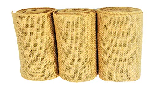 3 Pack Burlap Garland and Wreath Ribbon Wide 5" x 15 Yards Natural Jute 5 Inch 15 (45 Foot)