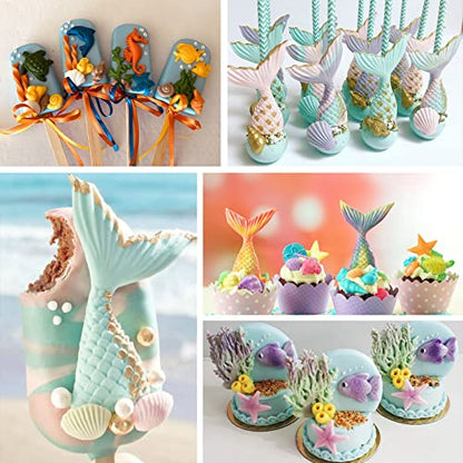 4 Pcs Marine Theme Silicone Fondant Molds