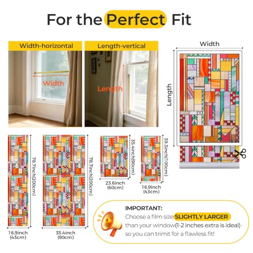 3D Stained Glass Window Privacy Film Decorative Non