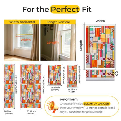 3D Stained Glass Window Privacy Film Decorative Non