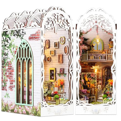 DIY Book Nook Miniature Kit with Sensor Light & Dust Proof for Teens Adults