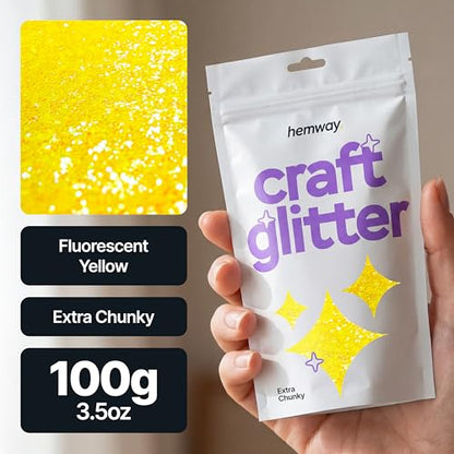 Craft Glitter Fluorescent Yellow 100g Extra Chunky Glitter (3.5 Ounce)