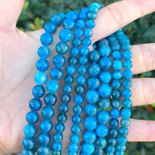 35pcs Adabele Natural Blue Apatite Gemstone 10mm Round Beads (36 Count)