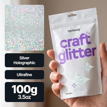 Craft Glitter Silver Holographic 100g Ultrafine Glitter (3.5 Ounce)