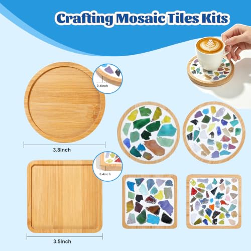 4 Sets DIY Mosaic Kits for Adults Mixed Color Mosaic Tiles for Crafts (208 Count)