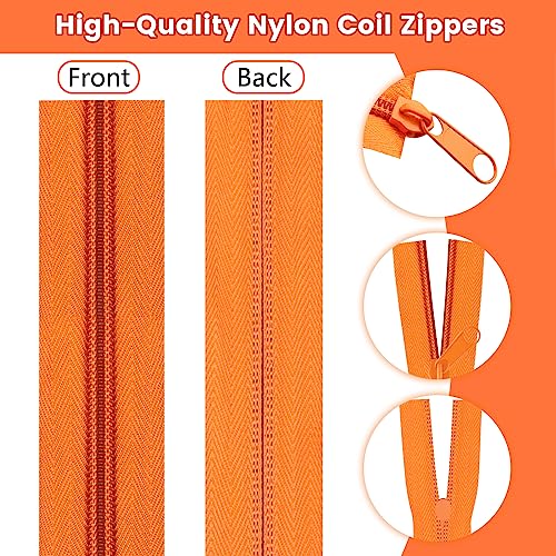 13.5 Yards 6 Pieces Sewing Zippers #5 Nylon Coil Zippers Assorted Zipper for Sewing with 24 Zipper Sliders for DIY Tailor Sewing Crafts Supplies (6 Count)