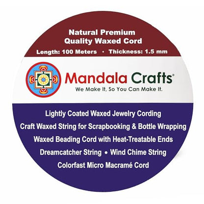 1.5mm Natural Waxed Cord (327 Foot)