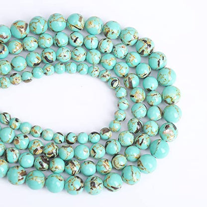 8mm 45pcs Turquoise Beads with Mother of Pearl Blue Howlite Shell Turquoises Stone Beads for Jewelry Making Bracelet DIY Bracelets Necklace Earrings (16 Count)