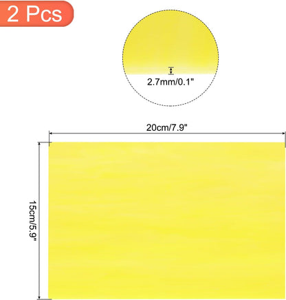 MECCANIXITY 2 Pcs Stained Glass Sheet Mosaic Tile 7.9 Inch x 5.9 Inch Yellow Stained Glass Sheets for Crafts DIY Art Project
