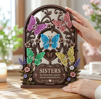 Personalized Sisters Butterfly Wooden Sign