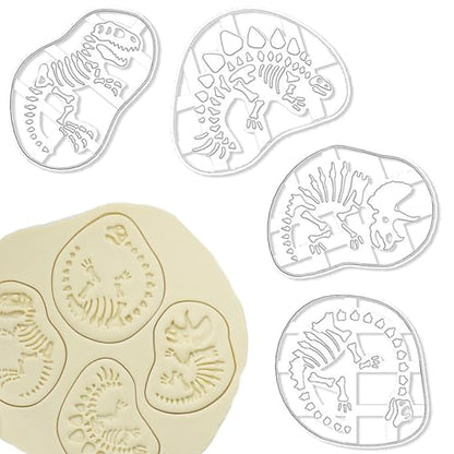 4 Pcs Dinosaur Cookie Cutters Dinosaur Skeleton Fossil Cookie Cutters Stegosaurus T (4 Count)