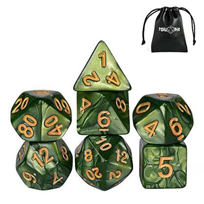 DND Dice Set D&D Polyhedral Dice with Leather Dice Bag (7 Count)