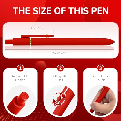 6 Pcs Red Ink Pens for Journaling 0.5mm Fine Point Red Gel Ink Pens (6 Count)