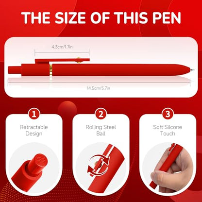 6 Pcs Red Ink Pens for Journaling 0.5mm Fine Point Red Gel Ink Pens (6 Count)