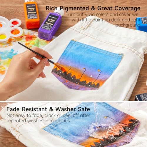 Fabric Paint 18 Colors Permanent Soft Fabric Paint in Bottles