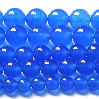 8MM Natural Purplish Blue Chalcedony Stone Beads Crystal Energy Round Loose Beads for Jewelry Making Bracelet 45pcs 1 Strands 15"
