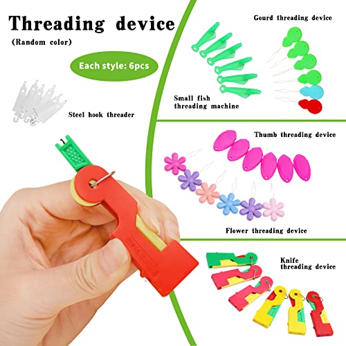 51Pcs Needle Threader Tool Set 9 Types Needle Threader with Thimbles