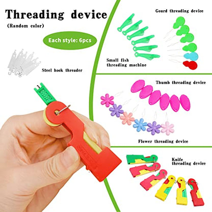 51Pcs Needle Threader Tool Set 9 Types Needle Threader with Thimbles