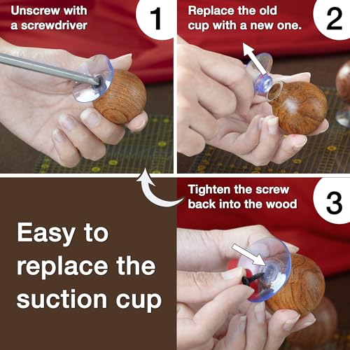Ruler Knob Wooden Handle with Strong Suction Cup Grip