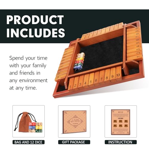 Upgraded 1 4 Players Shut The Box Dice Game