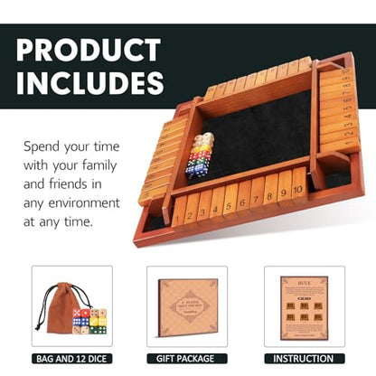 Upgraded 1 4 Players Shut The Box Dice Game