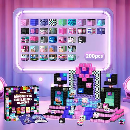200PCS Magnetic Building Blocks Band Stage with Figures for Girl 3+ (200 Count)