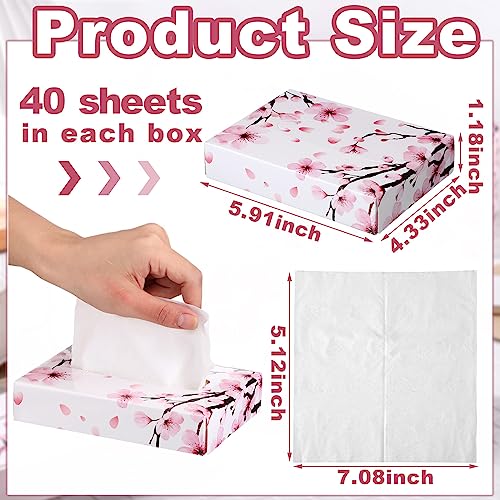 24 Packs 960 Sheets Tissue Cube Car Facial Boxes Disposable Facial Travel Tissues Holder Soft Watercolor Boxes 2 Ply 40 Sheets for Wedding Household Car Kitchen Bathroom (960 Count)