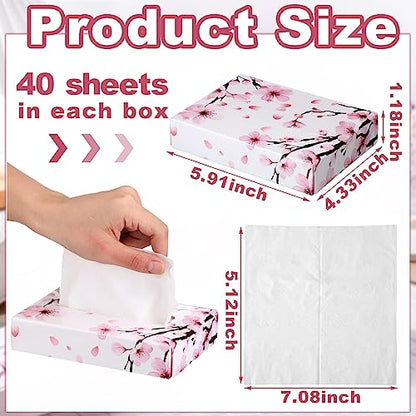 24 Packs 960 Sheets Tissue Cube Car Facial Boxes Disposable Facial Travel Tissues Holder Soft Watercolor Boxes 2 Ply 40 Sheets for Wedding Household Car Kitchen Bathroom (960 Count)