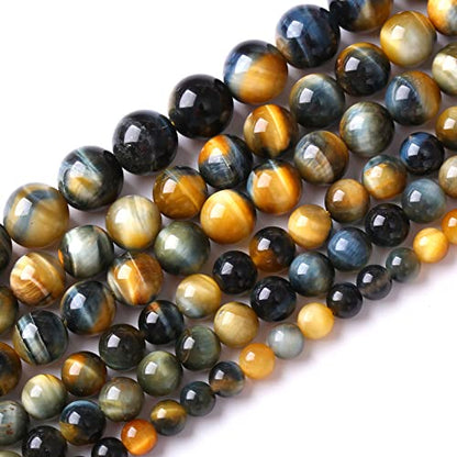 32Pcs 12mm Tiger Eye Beads for Jewelry Making Natural Stone Semi Precious Round Loose Spacer Beads DIY Bracelets Necklace (16 Count)