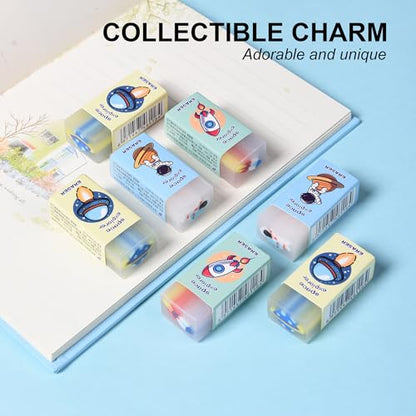 18Pcs Cute Outer Space Themed Erasers for Kids Bulk (18 Count)