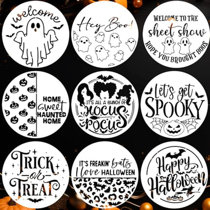 Halloween Stencils for Painting on Wood 12" Halloween Stencil for Crafts (9 Count)