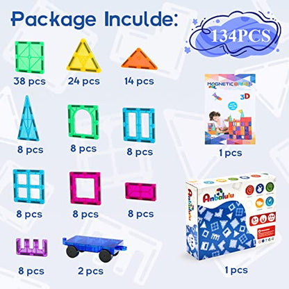134PCS Magnetic Building Tiles