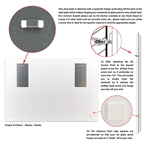 Frameless Free Floating Tempered Glass Panel Graphic Wall Art Ready to Hang