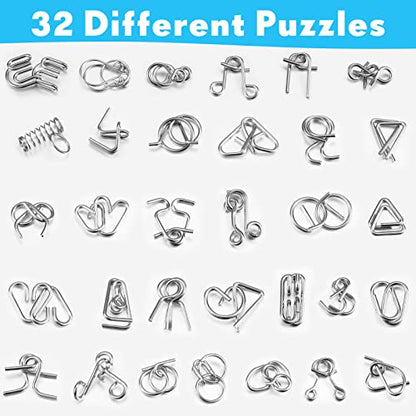 96 Pcs Metal Wire Puzzle with Pouch (96 Count)