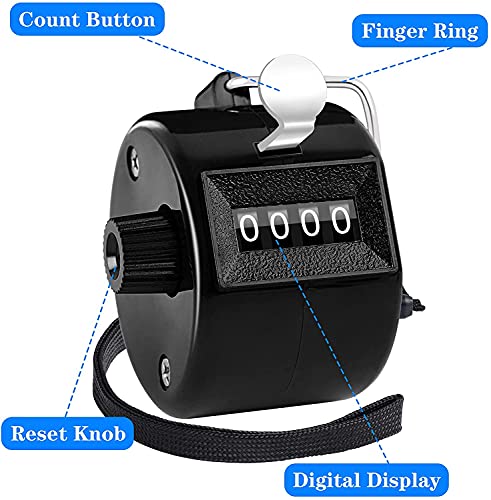 2 Pack Metallic Black Tally Counter Clicker 4 Digit Number