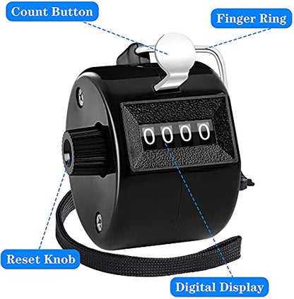 2 Pack Metallic Black Tally Counter Clicker 4 Digit Number