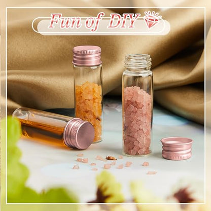 100 Pcs Small Clear Vials Spice Mini Jars with Lids Mini Glass Bottles with Screw Aluminum Metal Caps Tiny Jars Sample Containers for Powder Cream Cosmetic Jewelry Wedding (100 Count)