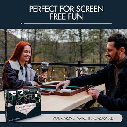 19 Inch Premium Backgammon Sets for Adults Leather Brown