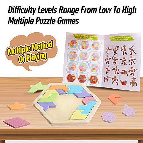 Wooden Hexagon Tangram Puzzle (14 Count)