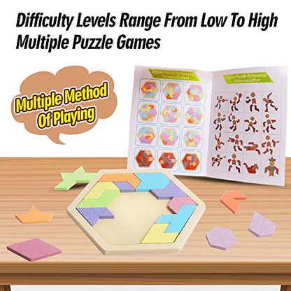 Wooden Hexagon Tangram Puzzle (14 Count)