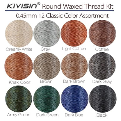 Round Waxed Thread 0.45mm 12 Neutral Colors (12 Colors)