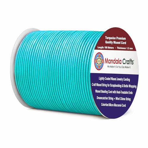 1.5mm Turquoise Waxed Cord